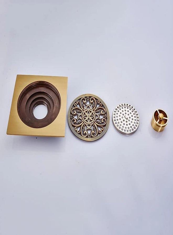 B Backline Brass Floor Drainer Bathroom Floor Water Drainer Bathroom Drain Grating with Anti-Foul Cockroach Trap 6 X 6 Inches (Antique Finish 9) - Image 4